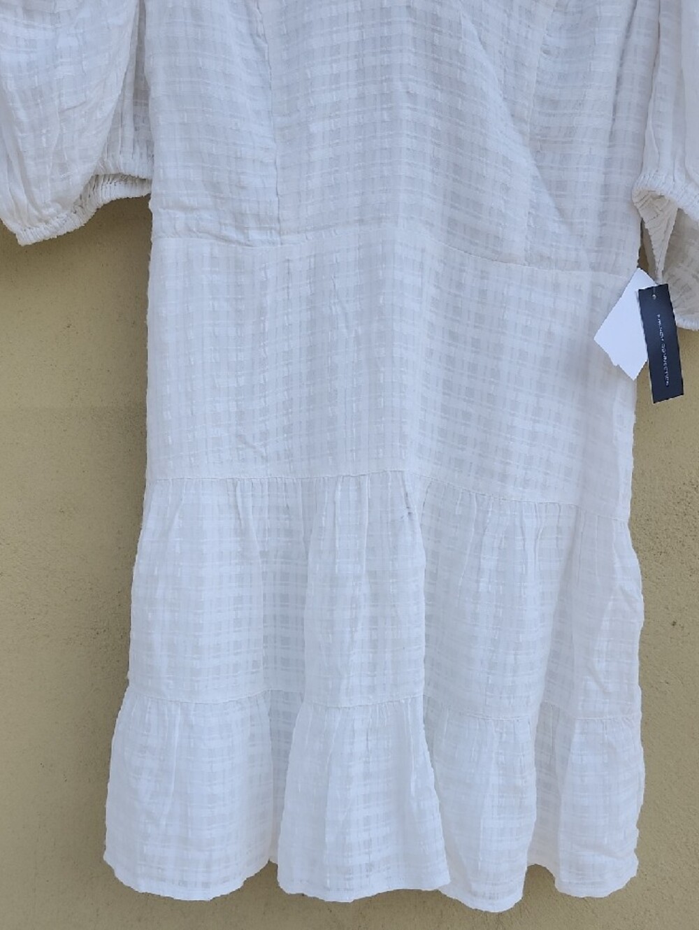 French Connection Sundress White Textured Mini Dress with V-Neck - Picture 8 of 16